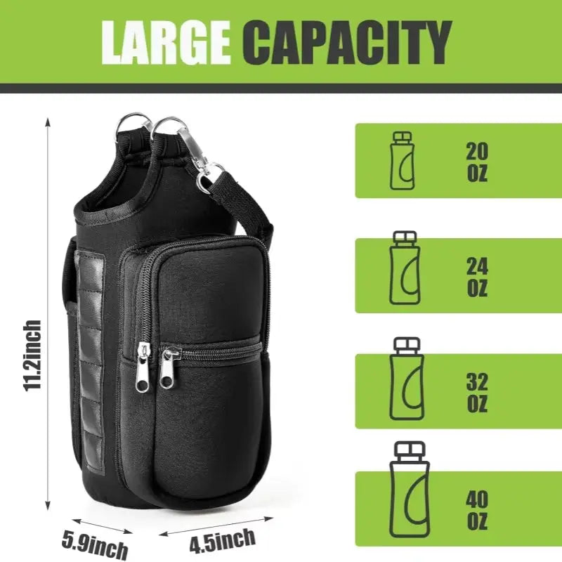 Magnetic Water Bottle Carrier with Phone Pocket & Shoulder Strap - Perfect for Gym Use! - Woof Glow Gear