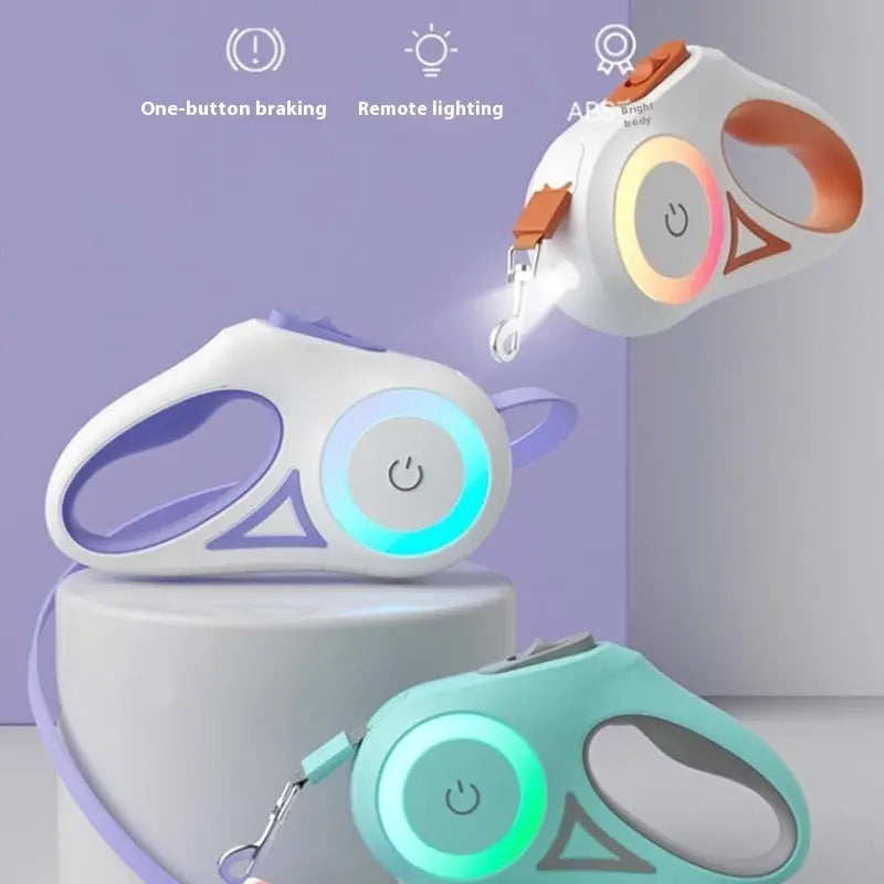Dog Leash Retractable Leash And Dog Collar Spotlight Automatic Pet Dog Cat Traction Rope For Small Medium Dogs Pet Product - Woof Glow Gear