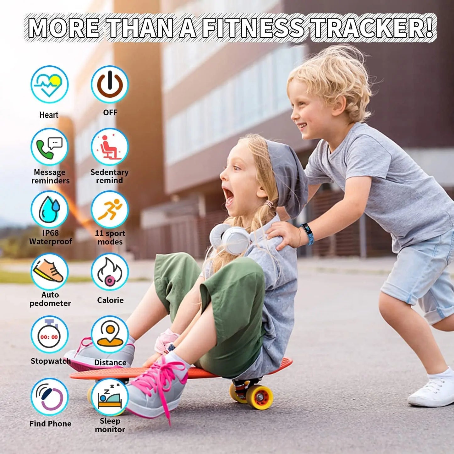 Kids Watch Fitness Tracker, Fitness Watches for Kids, Activity Tracker with Pedometers, Stopwatch, IP68 Waterproof, 11 Sport Modes Smart Watch for Kids Age 6-16 Years Old - Woof Glow Gear