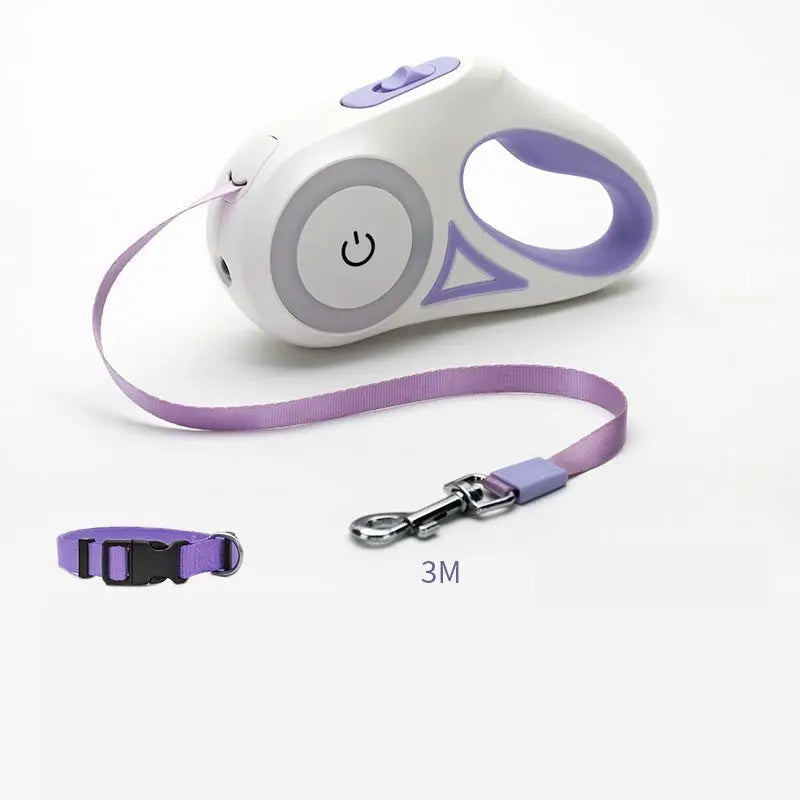 Dog Leash Retractable Leash And Dog Collar Spotlight Automatic Pet Dog Cat Traction Rope For Small Medium Dogs Pet Product - Woof Glow Gear