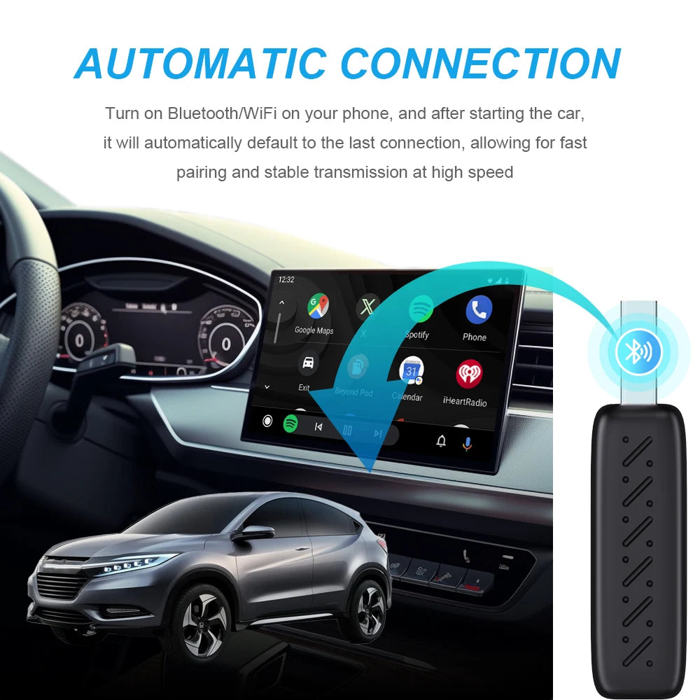 NEW 2in1 Mini Wireless Carplay Adapter And Android Auto Wireless Adapter Wired to Wireless Plug And Play For 99% OEM Cars - Woof Glow Gear