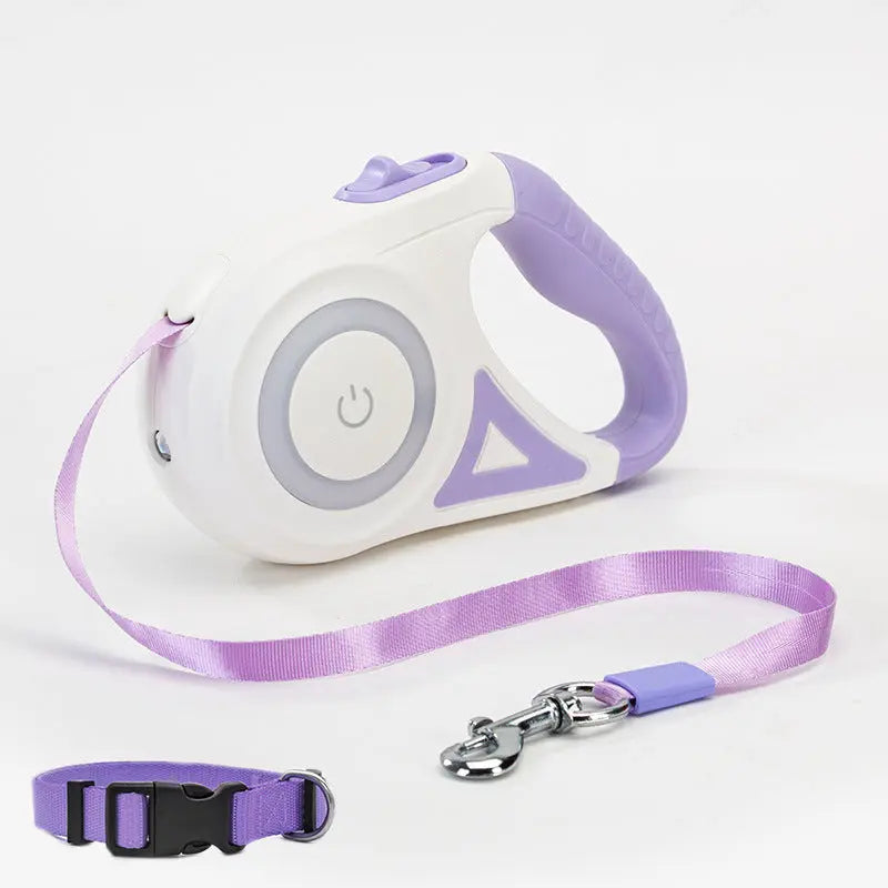 Dog Leash Retractable Leash And Dog Collar Spotlight Automatic Pet Dog Cat Traction Rope For Small Medium Dogs Pet Product - Woof Glow Gear