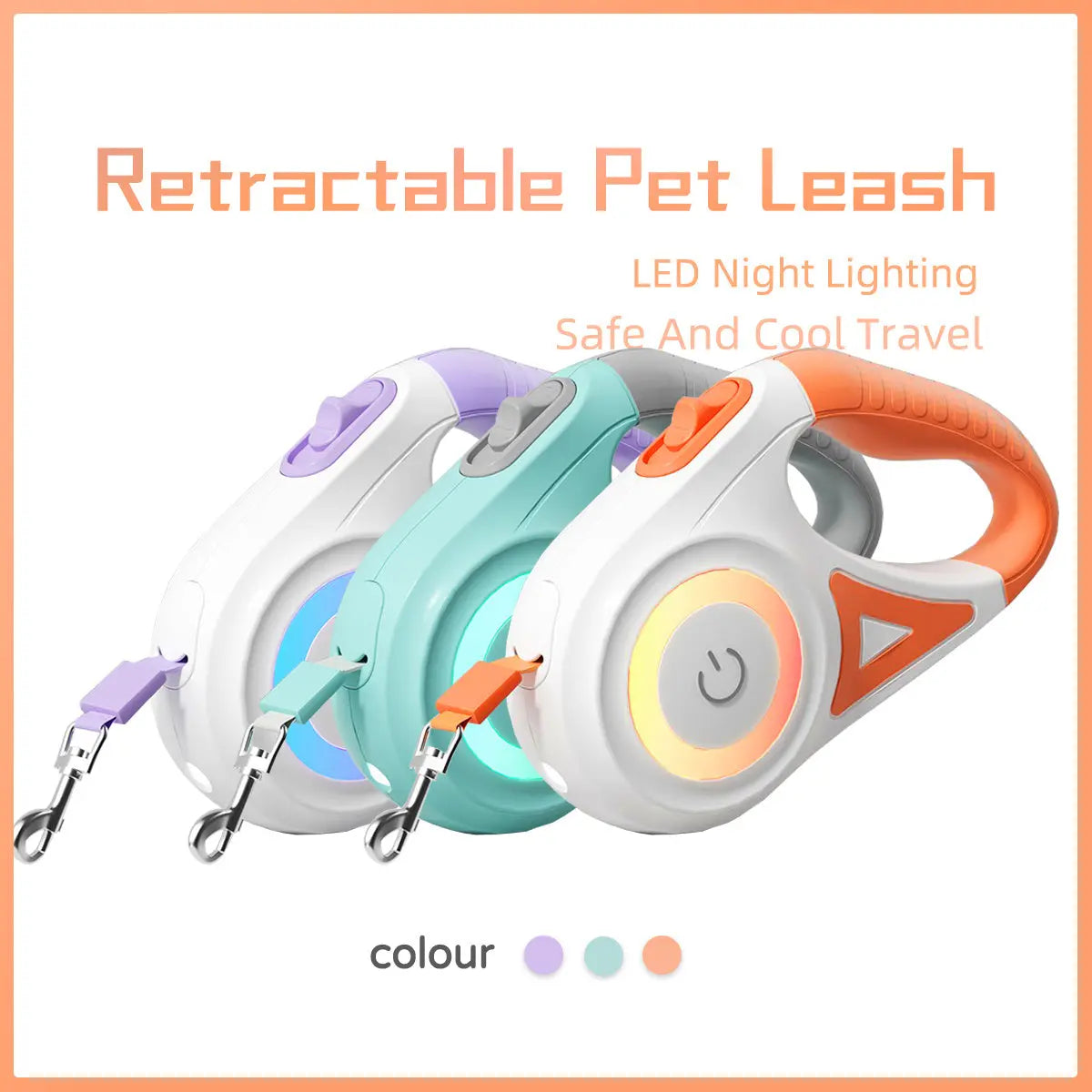 Dog Leash Retractable Leash And Dog Collar Spotlight Automatic Pet Dog Cat Traction Rope For Small Medium Dogs Pet Product - Woof Glow Gear