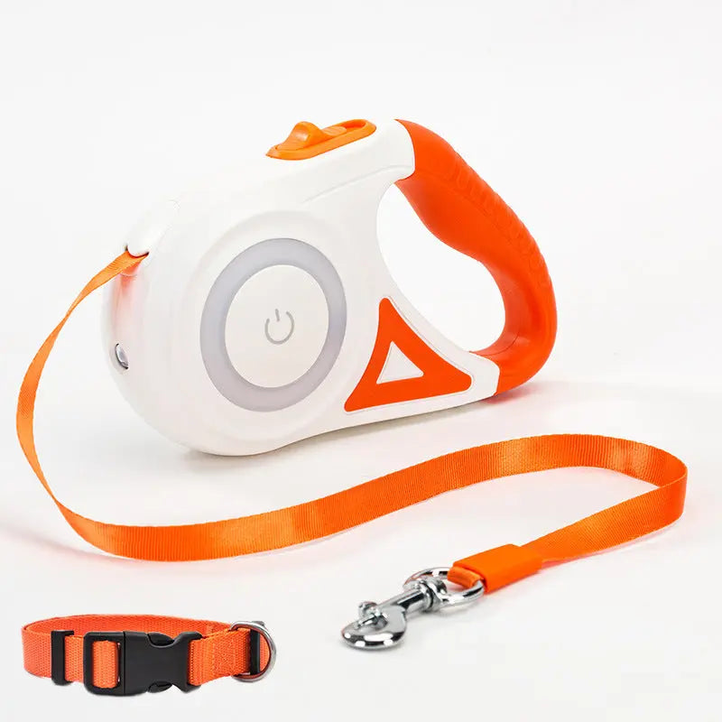 Dog Leash Retractable Leash And Dog Collar Spotlight Automatic Pet Dog Cat Traction Rope For Small Medium Dogs Pet Product - Woof Glow Gear