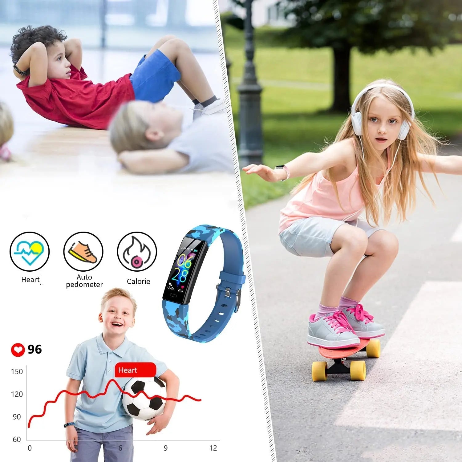 Kids Watch Fitness Tracker, Fitness Watches for Kids, Activity Tracker with Pedometers, Stopwatch, IP68 Waterproof, 11 Sport Modes Smart Watch for Kids Age 6-16 Years Old - Woof Glow Gear