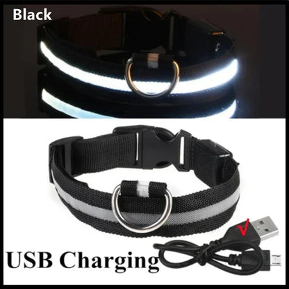 LED Glowing Dog Collar Adjustable Flashing Rechargea Luminous Collar Night Anti-Lost Dog Light HarnessFor Small Dog Pet Products - Woof Glow Gear