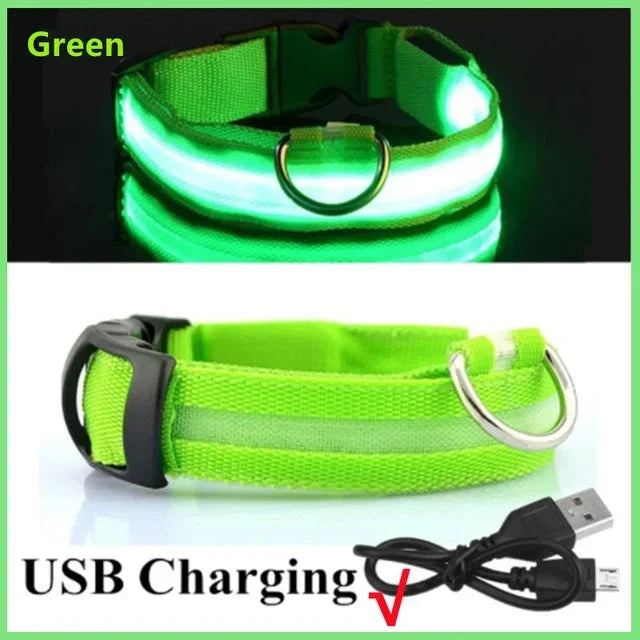 LED Glowing Dog Collar Adjustable Flashing Rechargea Luminous Collar Night Anti-Lost Dog Light HarnessFor Small Dog Pet Products - Woof Glow Gear