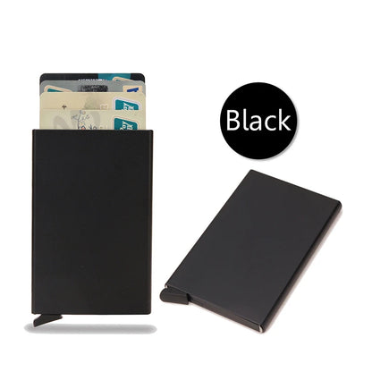 Rfid Smart Wallet Card Holder Metal Thin Slim Men Women Wallets Pop Up Minimalist Wallet Small Black Purse Vallet Walets for Men - Woof Glow Gear
