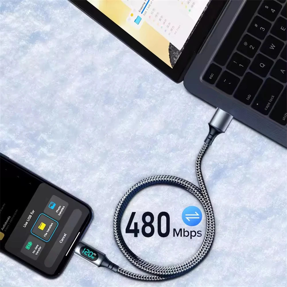NNBILI 120W USB-C Fast Charging Cable for Samsung Xiaomi Huawei Phone Nylon Braided Quick Charge 6A USB C to USB C Data Cord ﻿ ﻿ - Woof Glow Gear