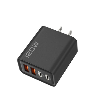 Total 120W 4 Port USB Type C Charger Fast Charging Data Cable USB Phone Charger Adapter for Samsung IPhone Xiaomi Wall Charger - Woof Glow Gear