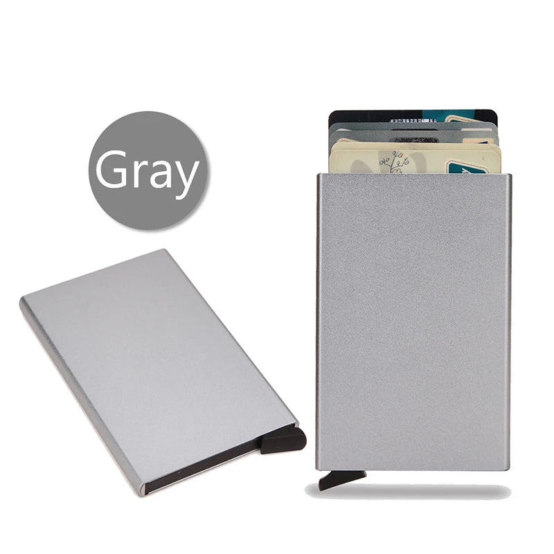 Rfid Smart Wallet Card Holder Metal Thin Slim Men Women Wallets Pop Up Minimalist Wallet Small Black Purse Vallet Walets for Men - Woof Glow Gear