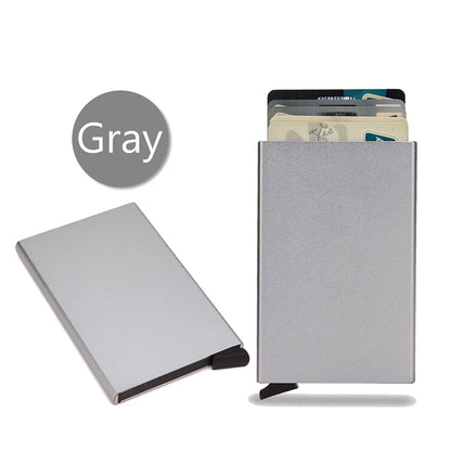 Rfid Smart Wallet Card Holder Metal Thin Slim Men Women Wallets Pop Up Minimalist Wallet Small Black Purse Vallet Walets for Men - Woof Glow Gear