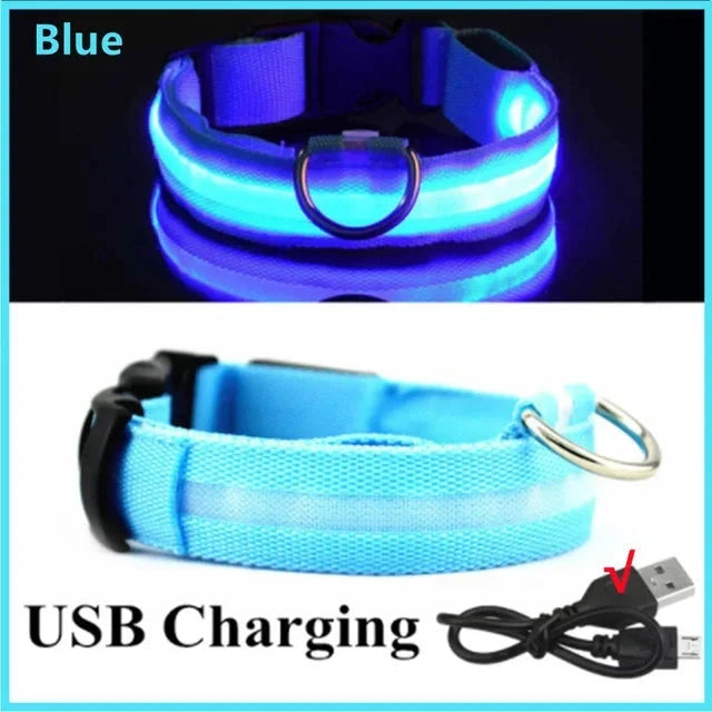 LED Glowing Dog Collar Adjustable Flashing Rechargea Luminous Collar Night Anti-Lost Dog Light HarnessFor Small Dog Pet Products - Woof Glow Gear