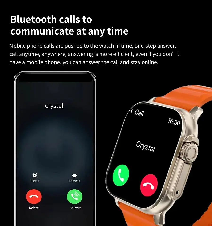 T900 Ultra Smartwatch - Bluetooth Calling, Message Alerts, Heart Rate Monitor, Sports Tracker for Android & iOS - Perfect for Men & Women - Woof Glow Gear