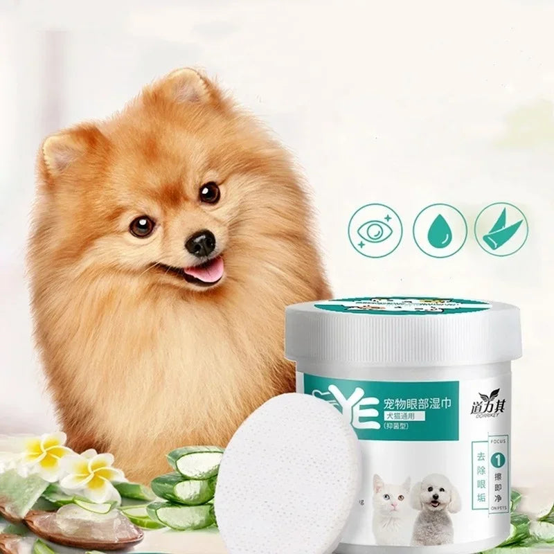 130 Pcs/set of Dog and Cat Cleaning Wipes Pet Eye Wipes Grooming Tear Stain Remover Gentle Non-foaming Wipes Towels - Woof Glow Gear