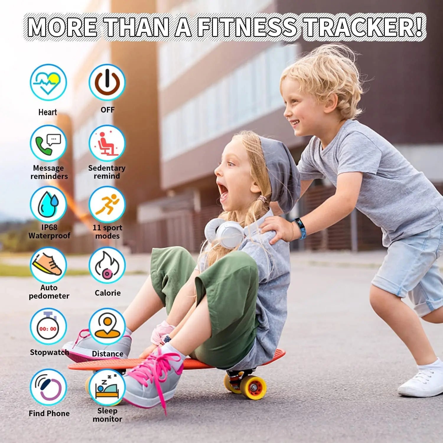 Kids Watch Fitness Tracker, Fitness Watches for Kids, Activity Tracker with Pedometers, Stopwatch, IP68 Waterproof, 11 Sport Modes Smart Watch for Kids Age 6-16 Years Old - Woof Glow Gear