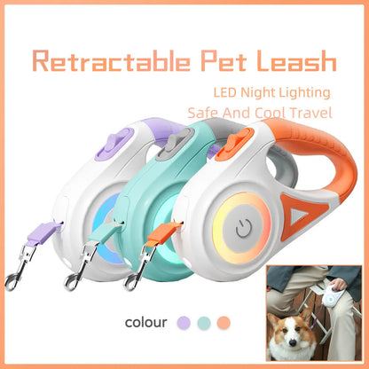 Dog Leash Retractable Leash And Dog Collar Spotlight Automatic Pet Dog Cat Traction Rope For Small Medium Dogs Pet Product - Woof Glow Gear