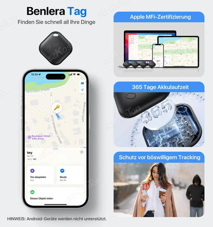 Mini GPS Tracker Compatible with iOS Find My APP Dog Cat Locator Child Finder Pet & Car Lost Tracker Smart iTag with Keychain - Woof Glow Gear