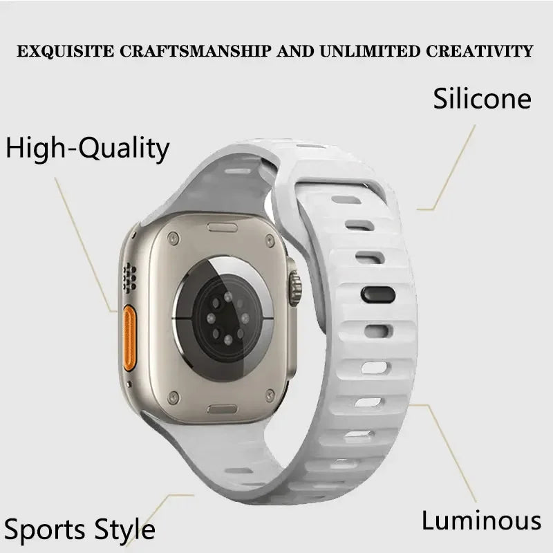 Soft Silicone Strap For Apple Watch Band Ultra 49mm 44mm 45mm 42mm 41mm 42mm 38mm Sport Watchband IWatch Serise 9 8 7 6 Bracelet - Woof Glow Gear