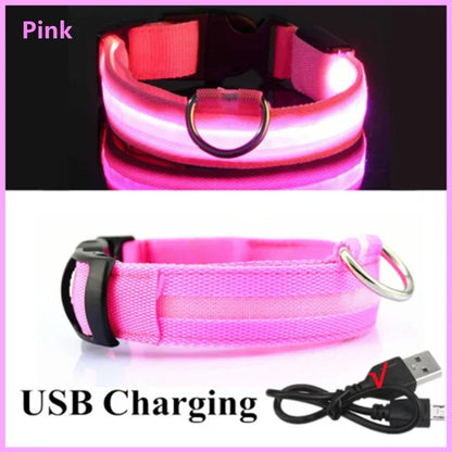 LED Glowing Dog Collar Adjustable Flashing Rechargea Luminous Collar Night Anti-Lost Dog Light HarnessFor Small Dog Pet Products - Woof Glow Gear
