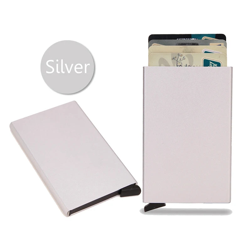 Rfid Smart Wallet Card Holder Metal Thin Slim Men Women Wallets Pop Up Minimalist Wallet Small Black Purse Vallet Walets for Men - Woof Glow Gear