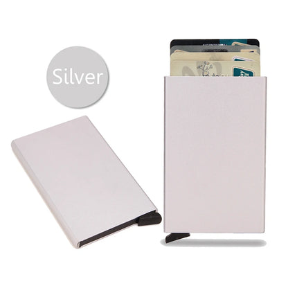 Rfid Smart Wallet Card Holder Metal Thin Slim Men Women Wallets Pop Up Minimalist Wallet Small Black Purse Vallet Walets for Men - Woof Glow Gear