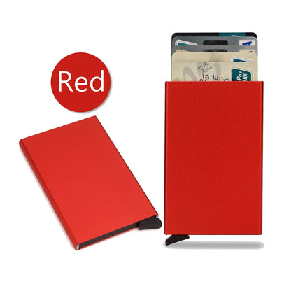 Rfid Smart Wallet Card Holder Metal Thin Slim Men Women Wallets Pop Up Minimalist Wallet Small Black Purse Vallet Walets for Men - Woof Glow Gear
