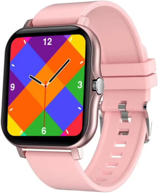 Stylish Smart Fitness Tracker Watch for Android/iOS - IP68 Waterproof, Heart Rate & Blood Oxygen Monitoring, 8 Sports Modes, Sleep Tracking, and Weather Updates - 1.69-Inch Display in Rose Gold for Men and Women - Woof Glow Gear