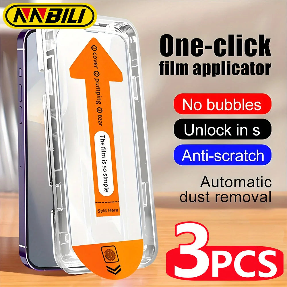 NNBILI Oleophobic Coating Dust Free Easy Installation Screen Protector For iPhone 14 11 13 12 15 16 Pro Max Mini XS X XR Glass - Woof Glow Gear