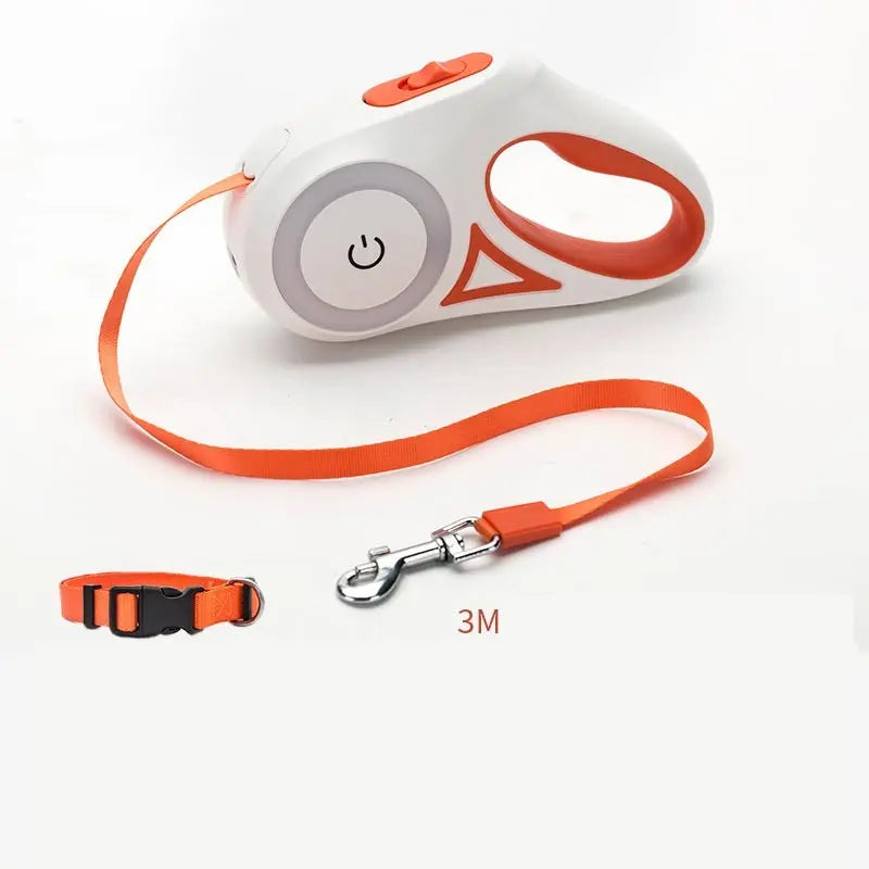 Dog Leash Retractable Leash And Dog Collar Spotlight Automatic Pet Dog Cat Traction Rope For Small Medium Dogs Pet Product - Woof Glow Gear