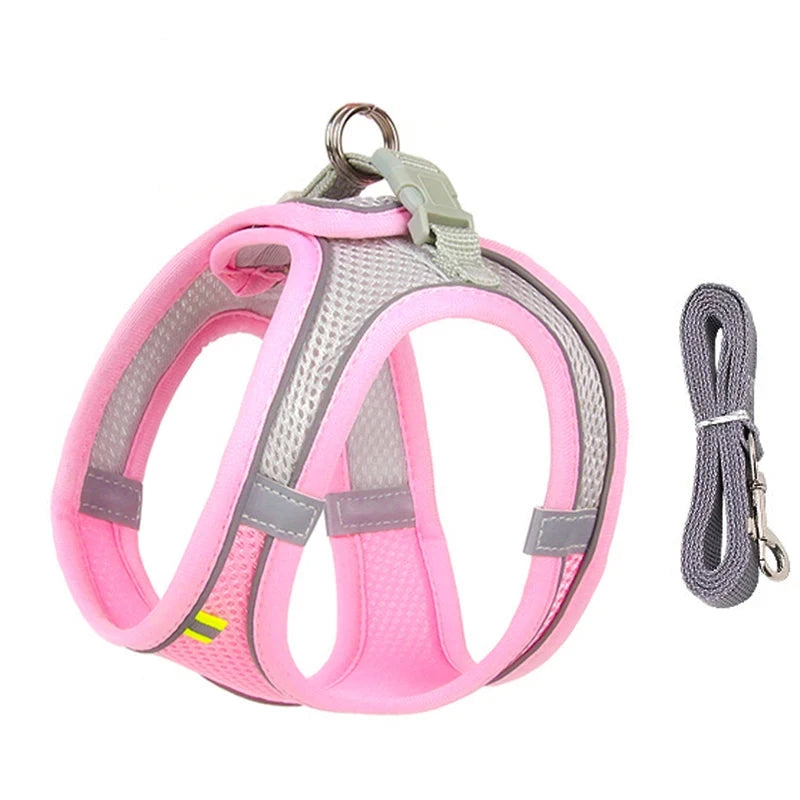 Dog Harness Leash Set for Small Dogs Adjustable Puppy Cat Harness Vest French Bulldog Chihuahua Pug Outdoor Walking Lead Leash - Woof Glow Gear