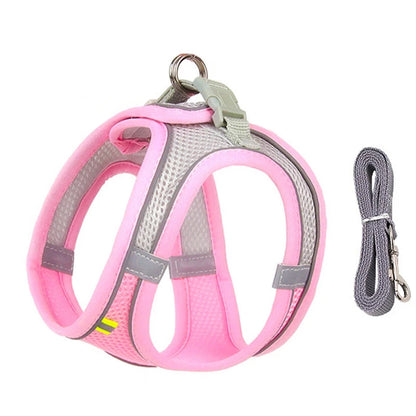 Dog Harness Leash Set for Small Dogs Adjustable Puppy Cat Harness Vest French Bulldog Chihuahua Pug Outdoor Walking Lead Leash - Woof Glow Gear
