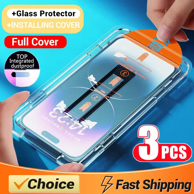Oleophobic Coating Dust Free Easy Installation Screen Protector For iPhone 14 11 13 12 15 Pro Max Mini XS X XR 15 16 Plus Glass - Woof Glow Gear