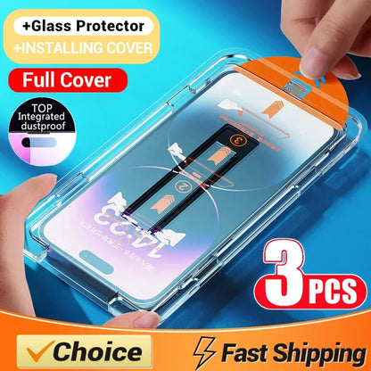 Oleophobic Coating Dust Free Easy Installation Screen Protector For iPhone 14 11 13 12 15 Pro Max Mini XS X XR 15 16 Plus Glass - Woof Glow Gear