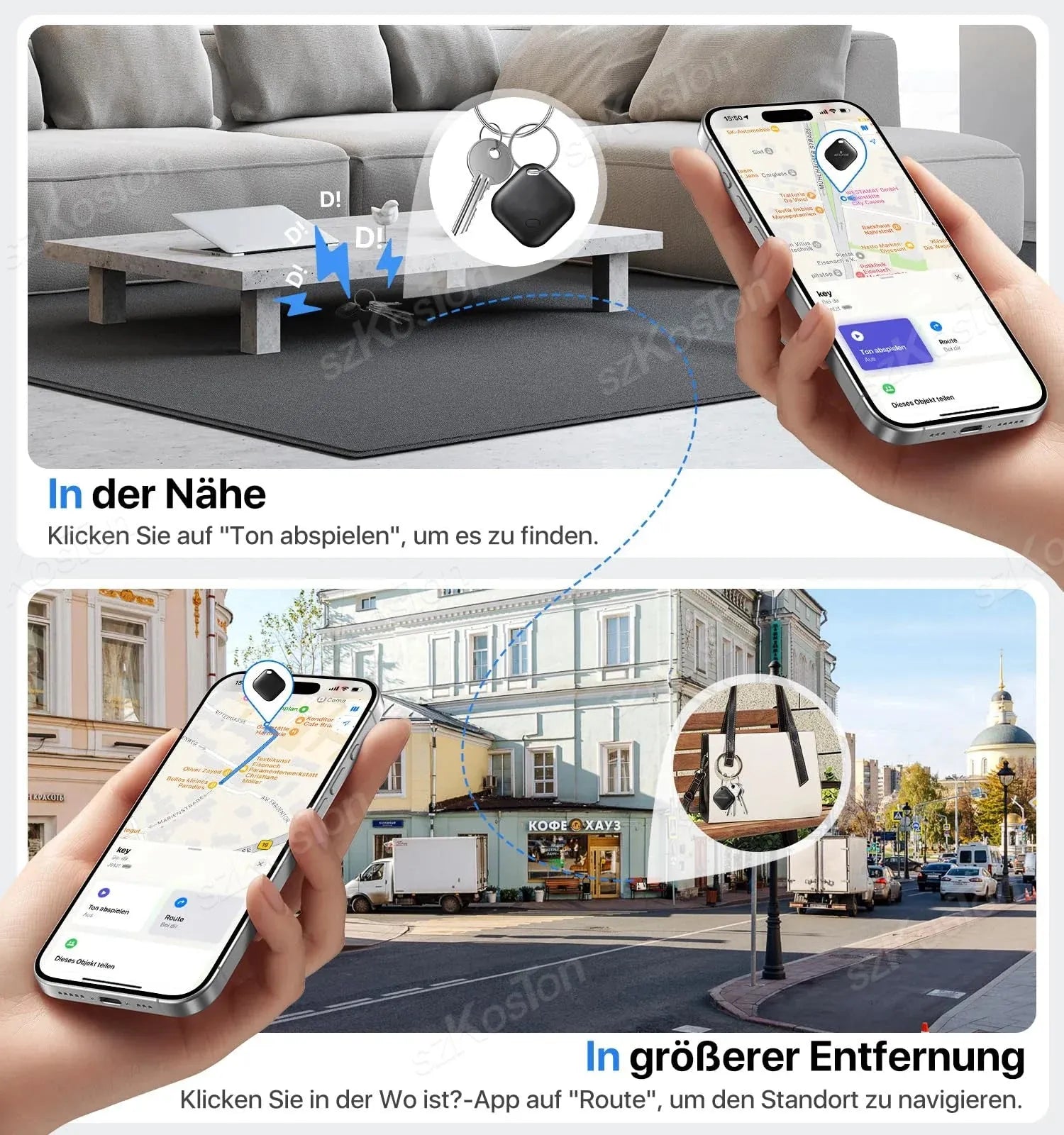 Mini GPS Tracker Compatible with iOS Find My APP Dog Cat Locator Child Finder Pet & Car Lost Tracker Smart iTag with Keychain - Woof Glow Gear