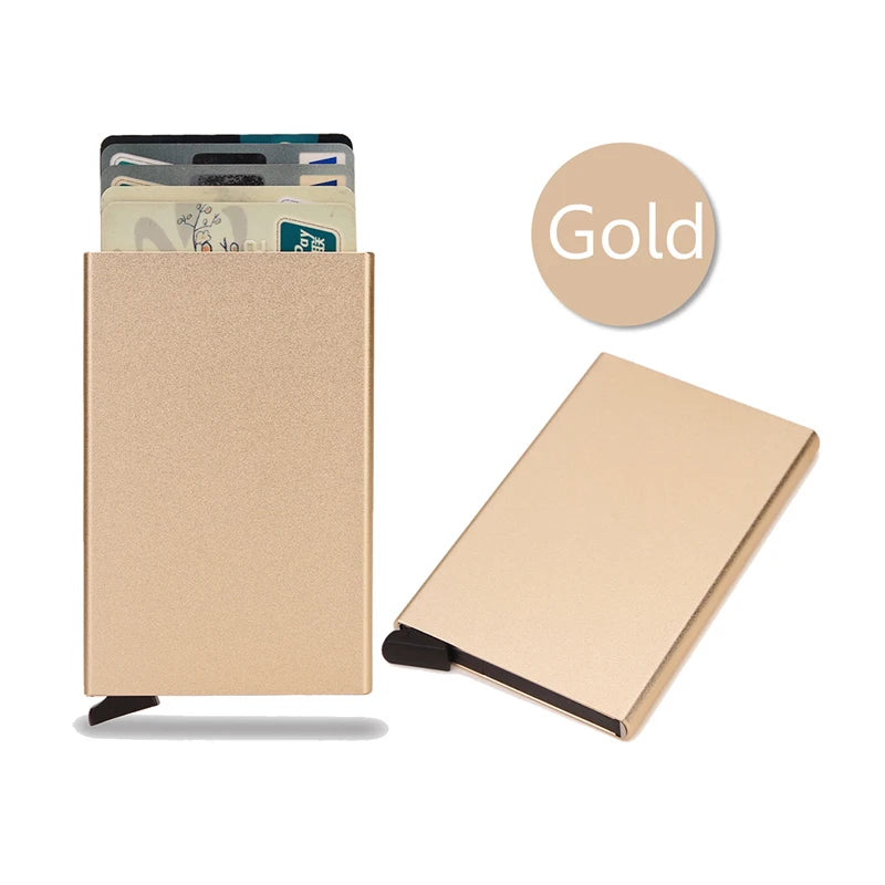 Rfid Smart Wallet Card Holder Metal Thin Slim Men Women Wallets Pop Up Minimalist Wallet Small Black Purse Vallet Walets for Men - Woof Glow Gear