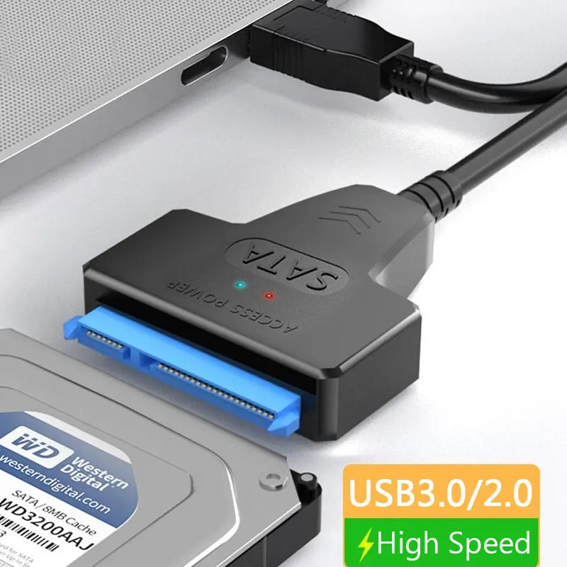 SATA to USB 3.0 / 2.0 Cable Up to 6 Gbps for 2.5 Inch External HDD SSD Hard Drive SATA 3 22 Pin Adapter USB 3.0 to Sata III Cord - Woof Glow Gear