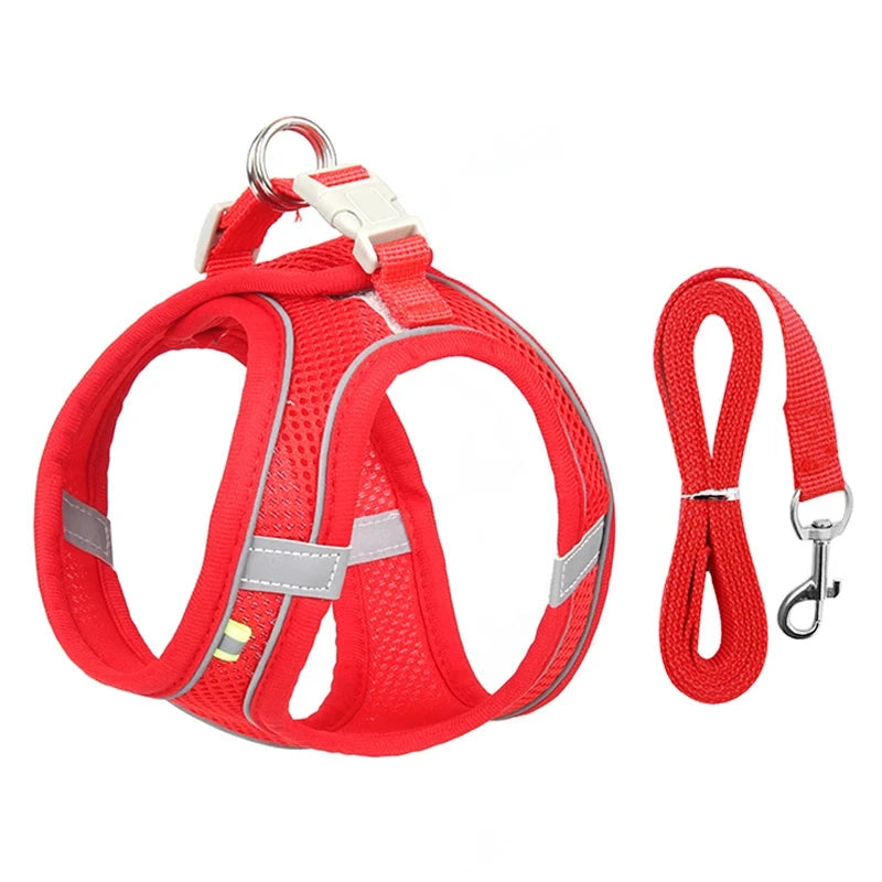 Dog Harness Leash Set for Small Dogs Adjustable Puppy Cat Harness Vest French Bulldog Chihuahua Pug Outdoor Walking Lead Leash - Woof Glow Gear