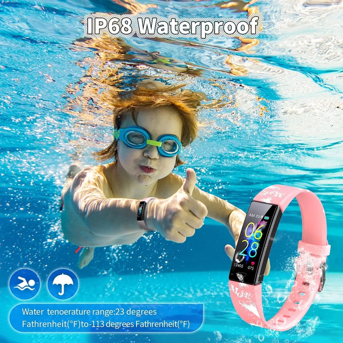 Kids Watch Fitness Tracker, Fitness Watches for Kids, Activity Tracker with Pedometers, Stopwatch, IP68 Waterproof, 11 Sport Modes Smart Watch for Kids Age 6-16 Years Old - Woof Glow Gear