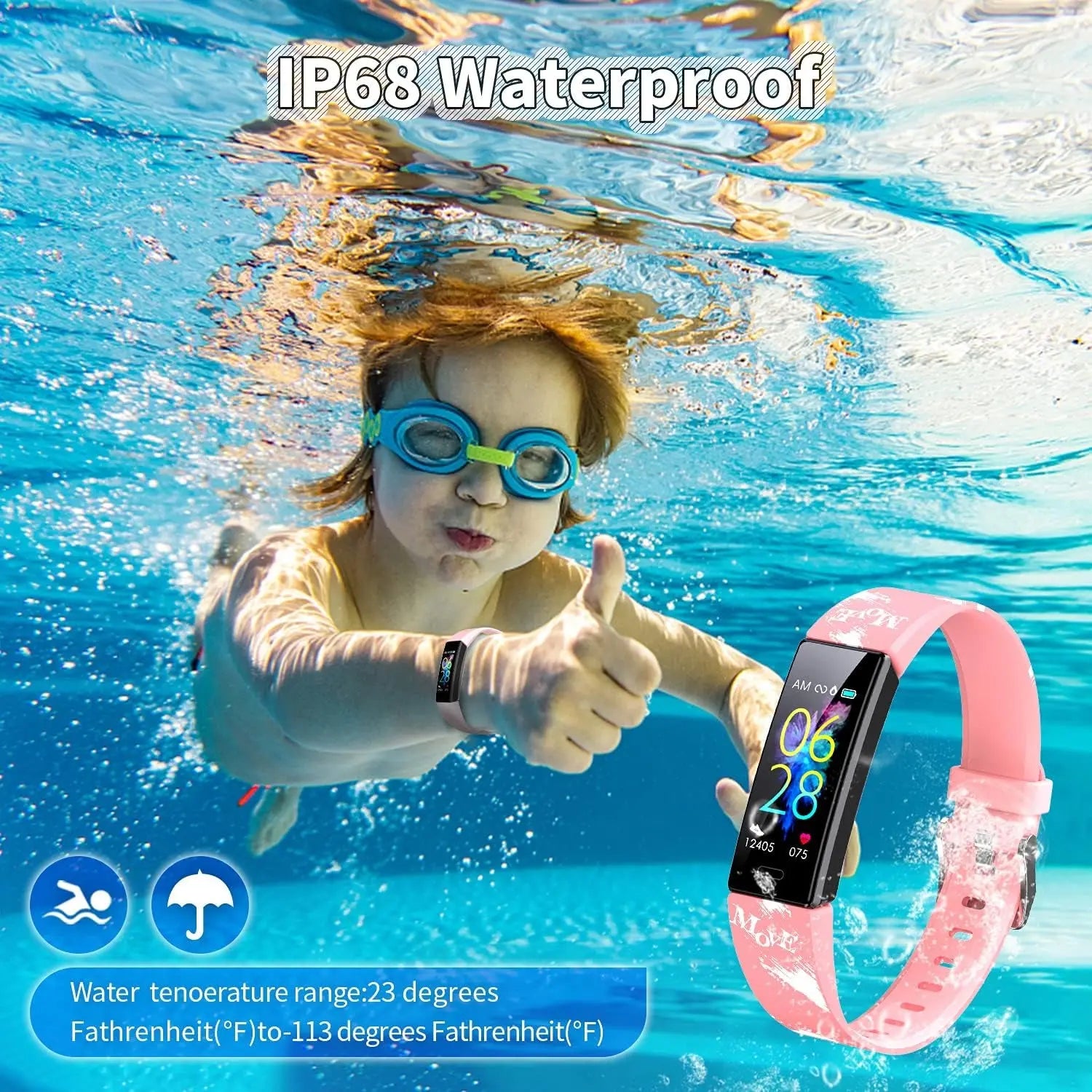 Kids Watch Fitness Tracker, Fitness Watches for Kids, Activity Tracker with Pedometers, Stopwatch, IP68 Waterproof, 11 Sport Modes Smart Watch for Kids Age 6-16 Years Old - Woof Glow Gear