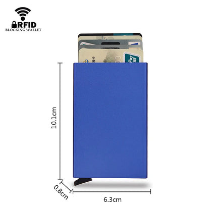 Rfid Smart Wallet Card Holder Metal Thin Slim Men Women Wallets Pop Up Minimalist Wallet Small Black Purse Vallet Walets for Men - Woof Glow Gear