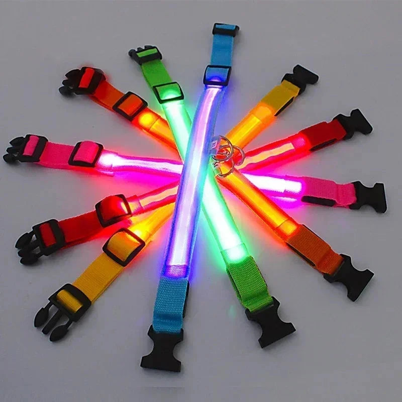 LED Glowing Dog Collar Adjustable Flashing Rechargea Luminous Collar Night Anti-Lost Dog Light HarnessFor Small Dog Pet Products - Woof Glow Gear
