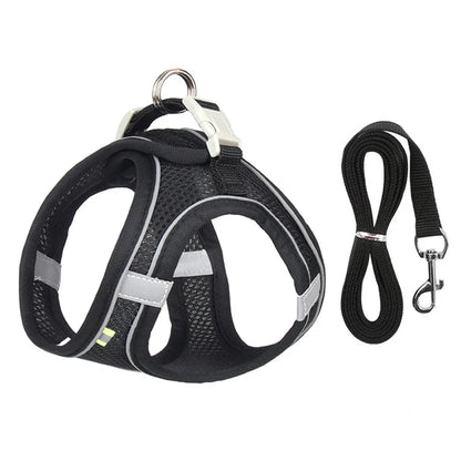 Dog Harness Leash Set for Small Dogs Adjustable Puppy Cat Harness Vest French Bulldog Chihuahua Pug Outdoor Walking Lead Leash - Woof Glow Gear