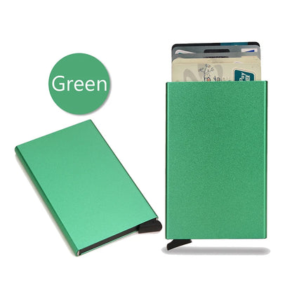 Rfid Smart Wallet Card Holder Metal Thin Slim Men Women Wallets Pop Up Minimalist Wallet Small Black Purse Vallet Walets for Men - Woof Glow Gear