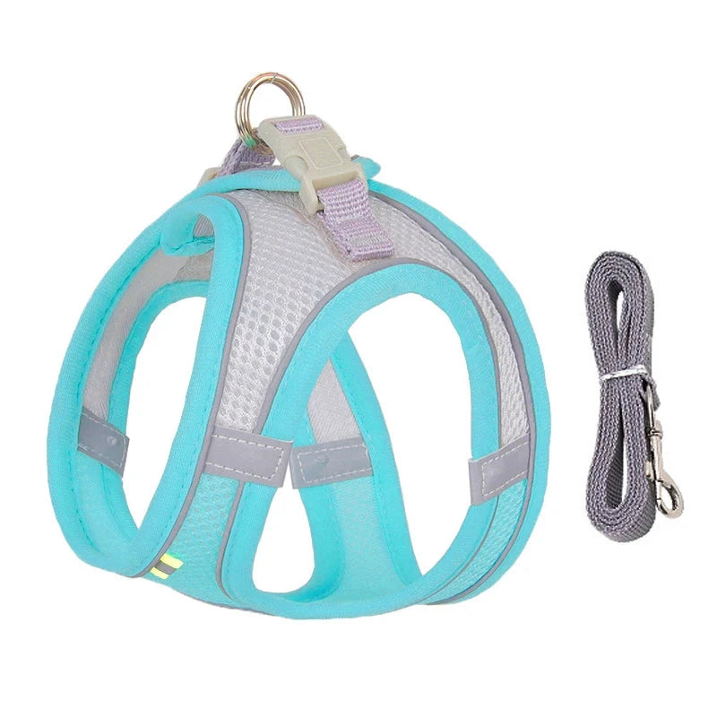 Dog Harness Leash Set for Small Dogs Adjustable Puppy Cat Harness Vest French Bulldog Chihuahua Pug Outdoor Walking Lead Leash - Woof Glow Gear