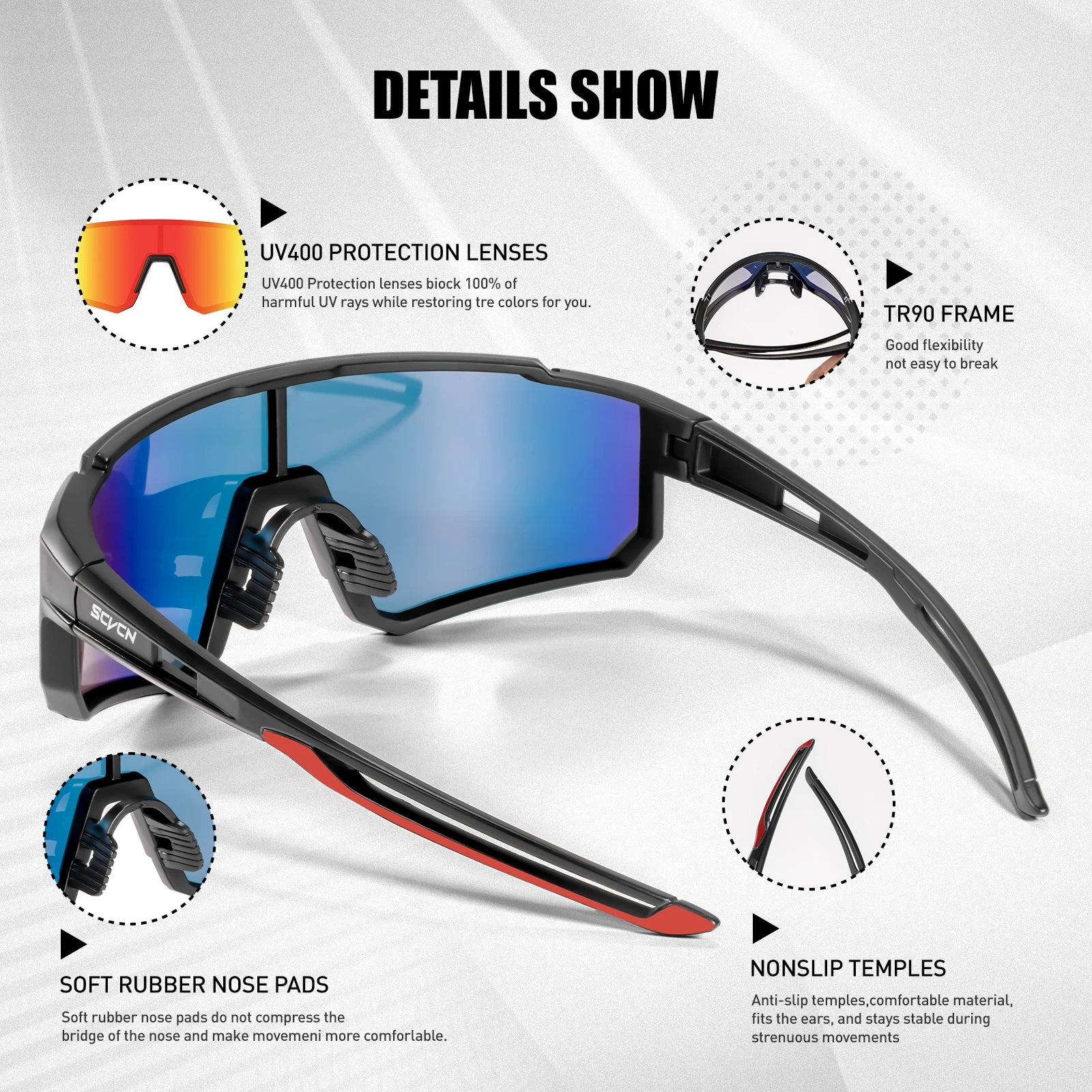 SCVCN new Outdoor Cycling Sunglasses Men MTB Bike Glasses Sports Mountain Climbing fishing Women Bicycle Cycling UV400 Goggles - Woof Glow Gear