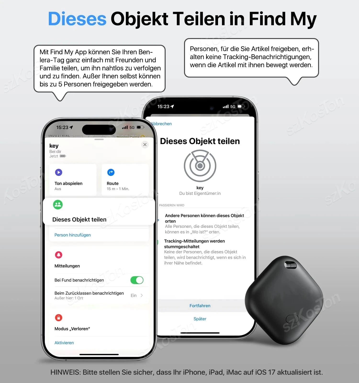 Mini GPS Tracker Compatible with iOS Find My APP Dog Cat Locator Child Finder Pet & Car Lost Tracker Smart iTag with Keychain - Woof Glow Gear