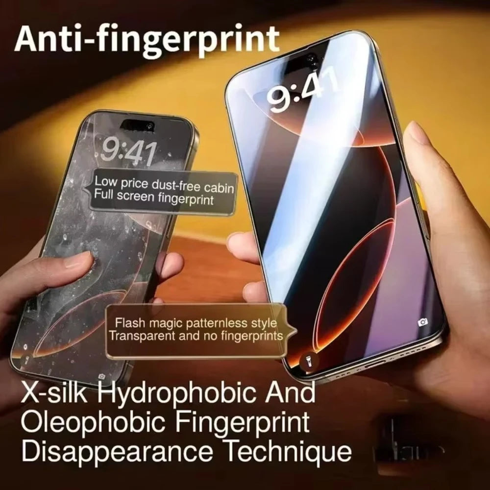 NNBILI Oleophobic Coating Dust Free Easy Installation Screen Protector For iPhone 14 11 13 12 15 16 Pro Max Mini XS X XR Glass - Woof Glow Gear